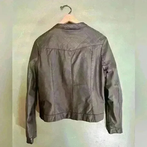 Dollhouse Olive Greeb Faux Leather Bomber Jacket, Size L - Picture 6 of 7